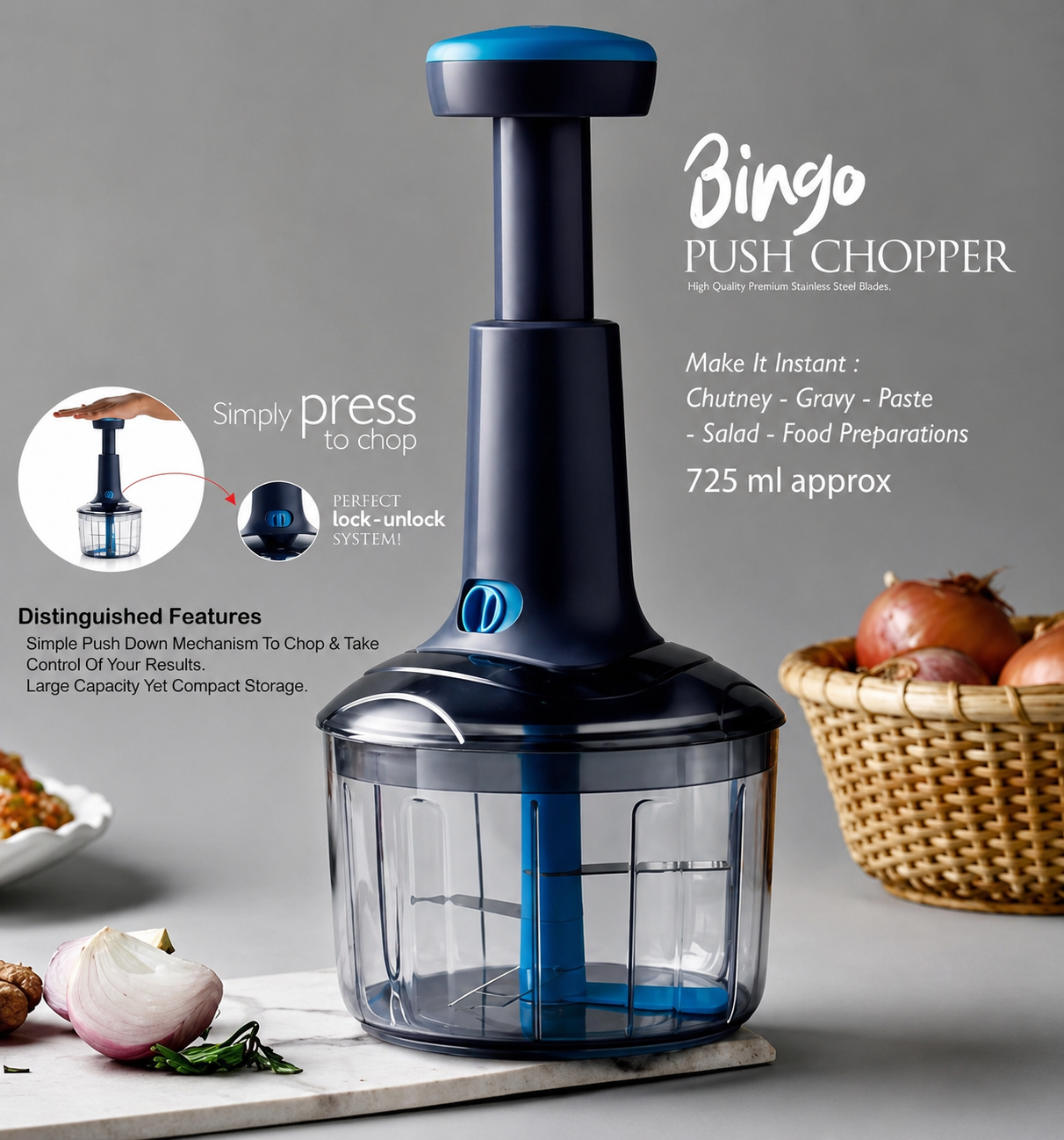 Perfect 650ml Vegetable Chopper With Sharp Blade Vegetable & Fruit Chopper (Pack Of 1)...