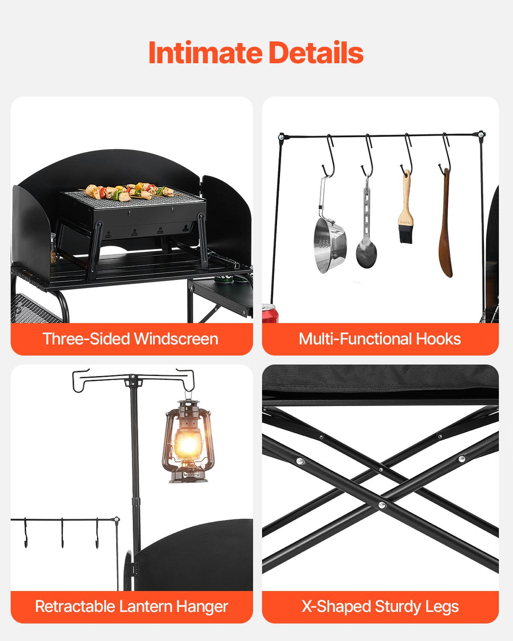 Camping Kitchen Table, Outdoor Camp Cooking Table, Aluminum Portable