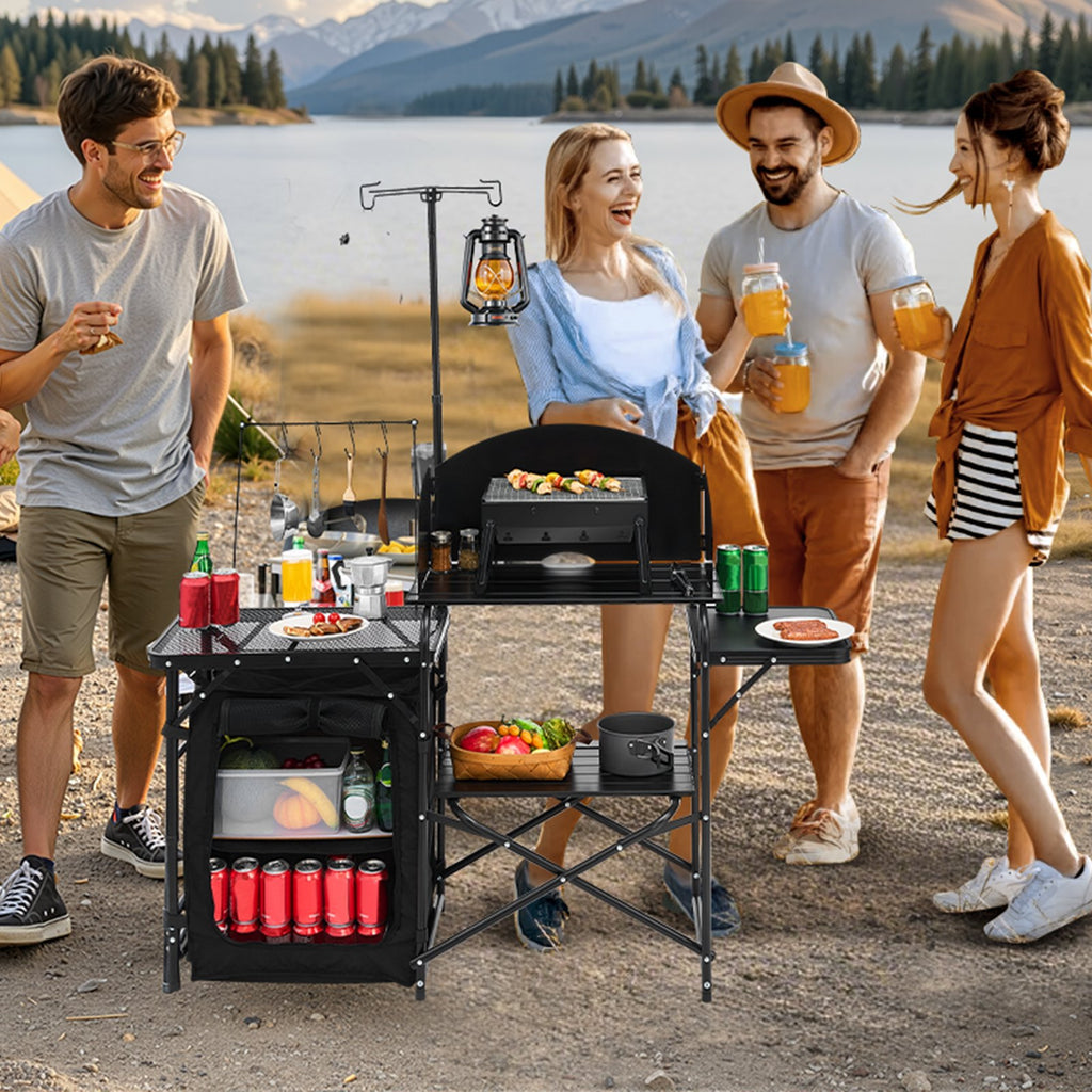 Camping Kitchen Table, Outdoor Camp Cooking Table, Aluminum Portable