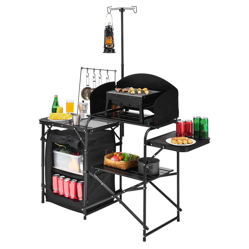 Camping Kitchen Table, Outdoor Camp Cooking Table, Aluminum Portable